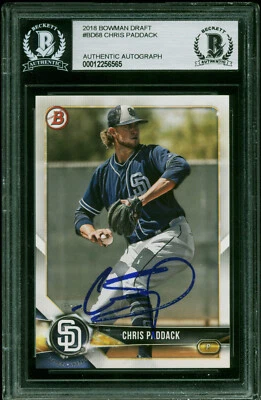 Padres Chris Paddack Authentic Signed 2018 Bowman Draft #BD68 Card BAS Slabbed - Image 1 of 2