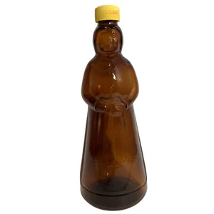 Vintage Mrs. Butterworth's Amber Brown Glass Syrup Bottle 10" Tall W/Plastic Cap - Picture 1 of 9