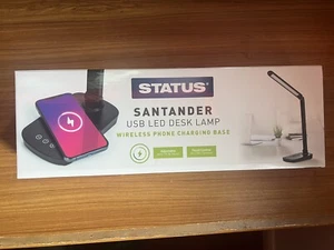 STATUS Toledo Led Desk Lamp USB- Wireless Phone Charging Base Black ST-50 New!! - Picture 1 of 2