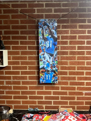 36x12 CALVIN JOHNSON Vinyl POSTER Detroit Lions pistons art Dan Cambell football Cover