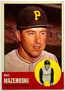 1963 Topps Bill Mazeroski Pittsburgh Pirates #323 HOF Original Baseball EX-NM