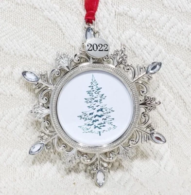 🎄2022 ADORNO ÁRBOL DE NAVIDAD MARCO FOTO COLGADOR COPO DE NIEVE PLATA 2" Foto 1 de 4
