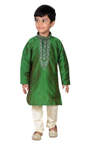 Boys Indian Pakistani GREEN kids Bollywood Kurta kameez Churidar for wedding 875 - Picture 1 of 3