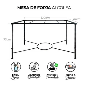 Mesa de Forja Alcolea, regulable a dos alturas. Con Tablero o Cristal+Tablero - Imagen 1 de 23