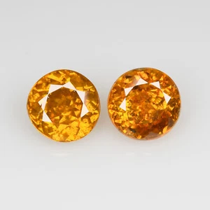 1.56 Ct [2 Pcs Pair] Fair Round 5.2 MM 100% Natural Orangey Yellow Sphalerite !! - Picture 1 of 5