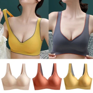 Women's Seamless Thin Bra Push Up Bralette No Steel Ring Comfort Pure Color & ➳ - Picture 1 of 17