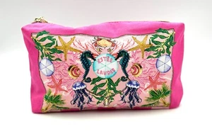 4 Bags: ESTEE LAUDER Sea Horse Printed Makeup Bag Shell Zipper~2 Side Look ~Pink - Picture 1 of 6