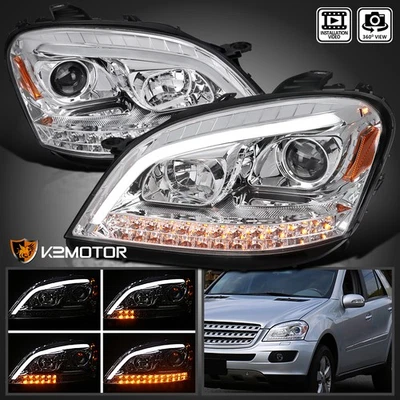 Fits 2006-2008 Benz W164 ML350 ML500 Projector Headlights LED Sequential Signal - Imagem 1 de 4
