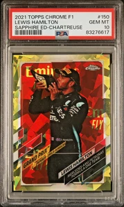 Lewis Hamilton Sapphire Chartreuse /199 - 2021 Topps Chrome F1 Sapphire PSA 10 - Picture 1 of 2