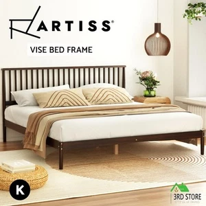 Artiss Bed Frame King Size Wooden Base Mattress Platform Timber Walnut VISE - Picture 1 of 6
