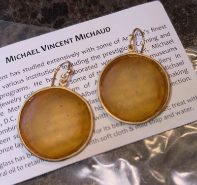 Michael Vincent Michaud - Lg. Vidrio "Pendientes de alambre redondo" ÁMBAR Foto 1 de 2