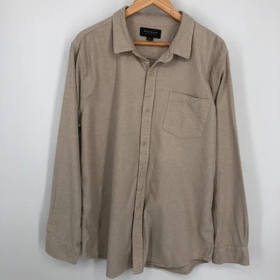 Camisa con botones Pacsun para hombre talla XL beige crema suave algodón cepillado manga larga Foto 1 de 4