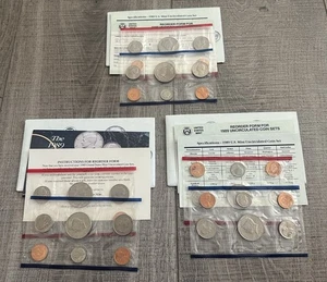 (3) 1989 P & D US Mint Uncirculated Coin Sets OGP Original Envelopes - Picture 1 of 3