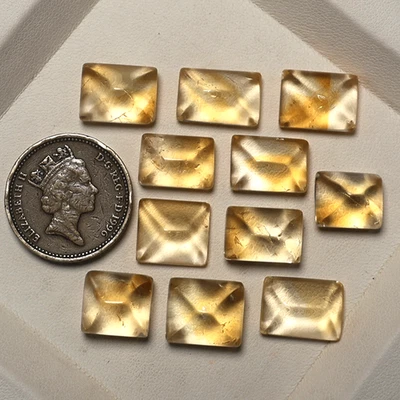 Radiant 11 Pcs Natural Citrine Sugarloaf 12mm-14mm Hi-Quality Gemstones Set - Image 1 of 4