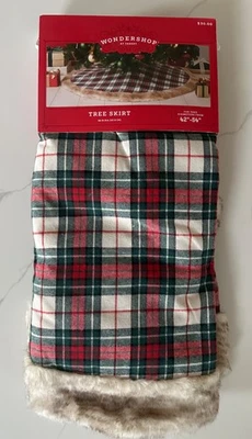 Wondershop At Target 48" Plaid with Fur Trim Christmas Tree Skirt- Brand New! - Image 1 of 4