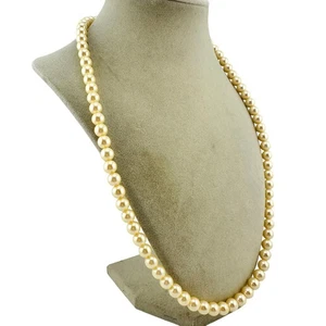 "Collar clásico elegante de 23"" con cuentas tono dorado marfil crema perlas imitación 1928" - Imagen 1 de 5