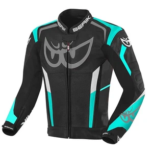 Chaqueta de cuero Berik para hombre de carreras de motos negra azul todas las tallas disponibles - Imagen 1 de 3