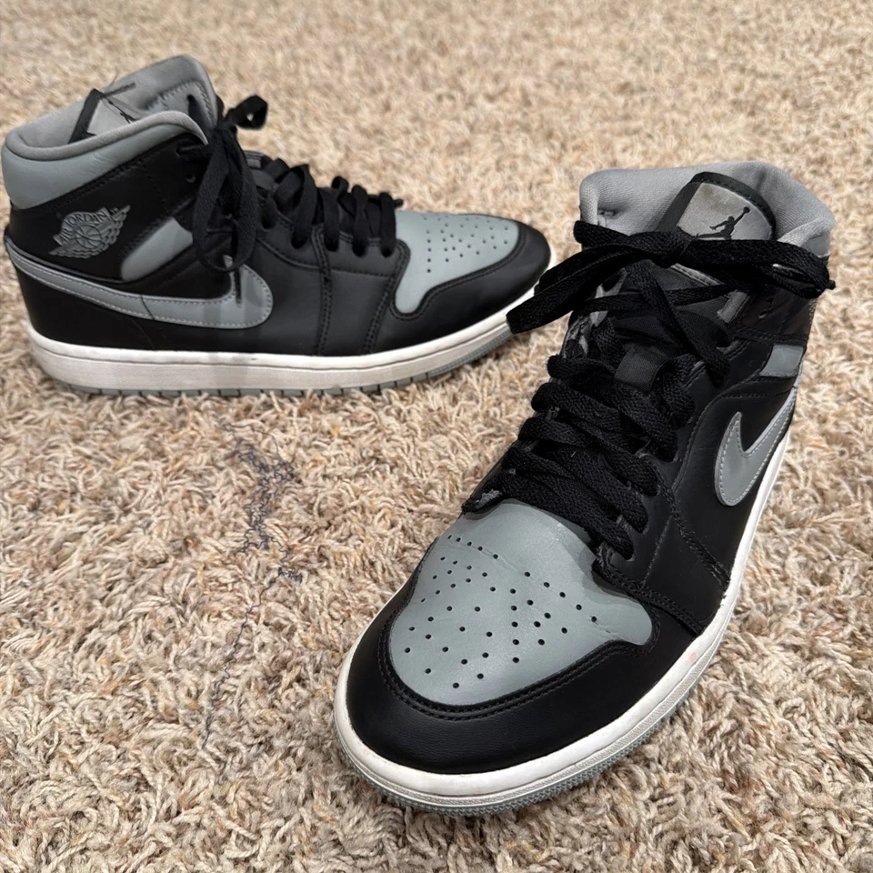 Nike Air Jordan 1 Mid "Sombra" Negro/Gris Partícula #BQ6472-007 Mujer Talla 10 Foto 1 de 4