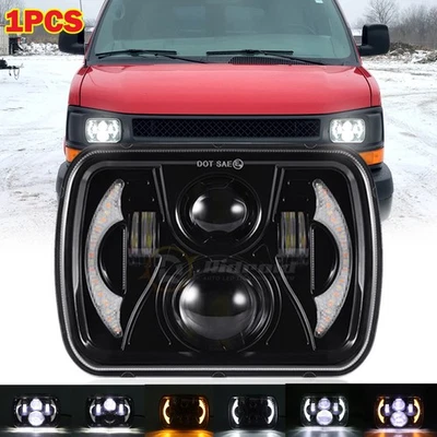 For Chevy Express Cargo Van 1500 2500 3500 7x6'' 5x7 LED Headlight Hi/Lo DRL DOT Foto 1 de 4