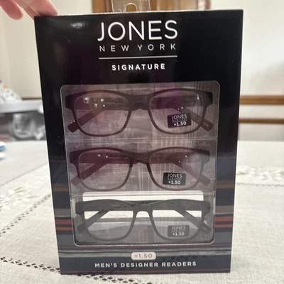 3 Pares de Gafas de Diseñador para Lectores de Firma Jones New York para Hombres +1.50 Multicolor Foto 1 de 4