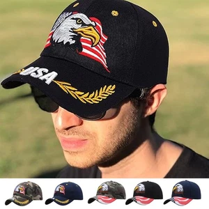 Baseball Cap Patriotic Bald Eagle And American Flag Caps For USA 3D Embroidery  - Bild 1 von 18