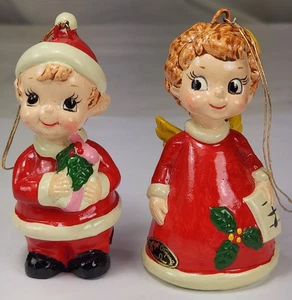 Vintage Josef Original Mädchen Engel & Junge Weihnachtsschmuck/Figur 3,25 Zoll - Bild 1 von 8