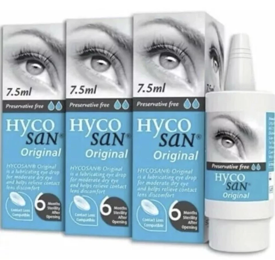 3 x Hycosan Original Preservative Free Lubricating Dry Eye Drops 7.5ml