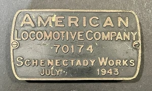 Vintage 1943 American Locomotive Co Schenectady Works Brass Railroad Belt Buckle - Picture 1 of 2