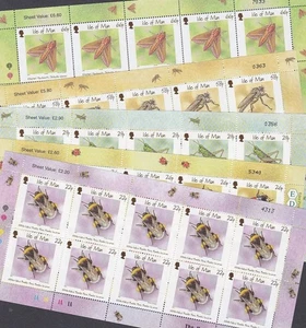 Isle of Man 2001 Mint MNH Sheetlets Insects Bugs Ladybirds Bees Moth Grasshopper - Picture 1 of 4