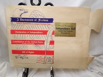 3 1956 Documentos de Libertad en Papel Pergamino Salón de la Independencia Declaración de Derechos - Imagen 1 de 4