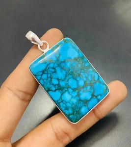 Ciondolo turchese pietra preziosa argento sterling 925 fatto a mano gioiello regalo per moglie - Foto 1 di 3