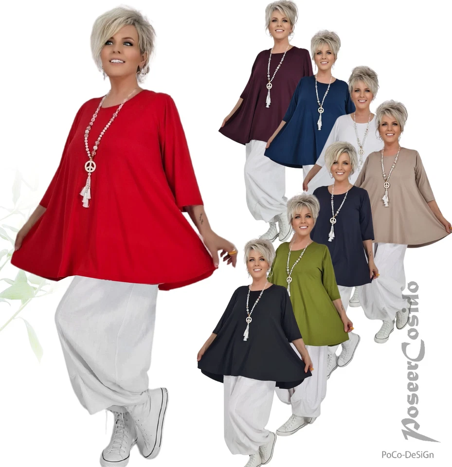 LAGENLOOK Tunique cloche-Basique-shirt long 42 44 46 48 50 52 54 56 58 PoCo Design - Photo 1/1