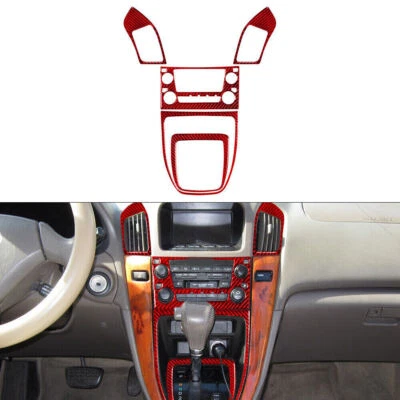 Cubierta de consola central interior de fibra de carbono roja para Lexus RX300 tipo A 5 piezas Foto 1 de 4