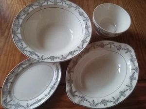 Vintage Taylor Smith Taylor Platinum Flower Swags 4 Serving Bowls, Butter Plate - Picture 1 of 8
