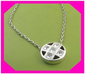 BRIGHTON BONJOUR ROUND Crystal Silver MINI Pendant NECKLACE NWtag $52 40% OFF - Picture 1 of 3