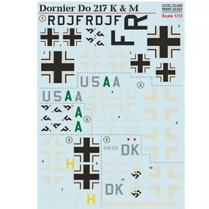 Decalcomania per aereo 1:72 Dornier Do-217 K&M set 1,5 fogli stampa scala 72-329 - Foto 1 di 24