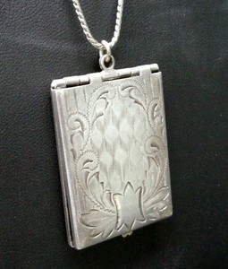 925 Sterling Silver Square Folding Locket & Base Metal Chain, 28", 18.21g