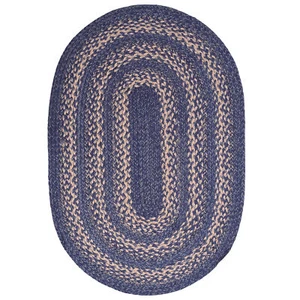 Blue Braided Farmhouse Jute Rug in Rectangles Oval Runner for Kitchen - Picture 1 of 26