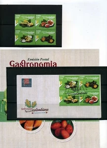 GASTRONOMIA COLOMBIANA,- ''CHICHA',-ENVUELTOS,- ''CARPETA'''SHEET-COVER F.D.C. - Picture 1 of 4