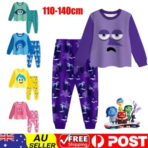 Kids Inside Out Envy Cosplay Ennui Costume Fear Sleepwear Set Pyjamas Nightwear - Picture 1 of 17