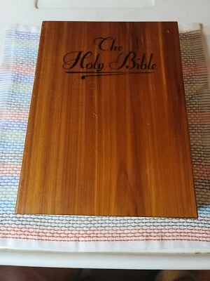 VINTAGE HOLY BIBLE WOODEN BOX ( LOCKABLE W/ MANY USES) - Image 1 of 4