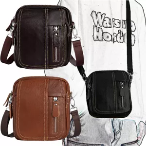 Bandolera de cuero real para hombre Bolso de hombro Portatarjetas de teléfono Bolsos Cartera - Imagen 1 de 23