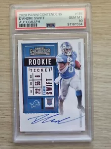 2020 Panini Contenders D'ANDRE SWIFT Rookie Ticket On-Card AUTO!PSA GEM MINT 10 - Picture 1 of 2