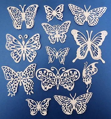 Сложные бабочки бабочки бумаги вырезать украшения для скрапбукинга 12 шт. - Изображение 1 из 4