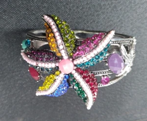Starfish nautical Rhinestone Spring Closure Bracelet Beach Bar Wear Jewelry - Picture 1 of 7