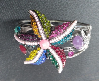 Starfish nautical Rhinestone Spring Closure Bracelet Beach Bar Wear Jewelry - Image 1 of 4