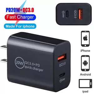 PD 20W + USB3.0 Fast Charger Home Wall Charger Power Adapter Plugs 5V/4A US - Picture 1 of 8