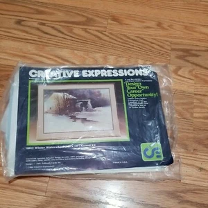 NIP Creative Expressions, "Winter Waterwheel" # 1042 Crewel Kit 20" X 14" - Picture 1 of 3