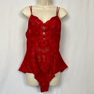 Victorias Secret Teddy Medium Satin Sheer Shiny 1Pc Bodysuit Gold Label Vintage - Picture 1 of 11