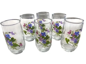 Avon Wild Violets Collection Gläser 6er Set florales Design 22K Goldakzente - Bild 1 von 6